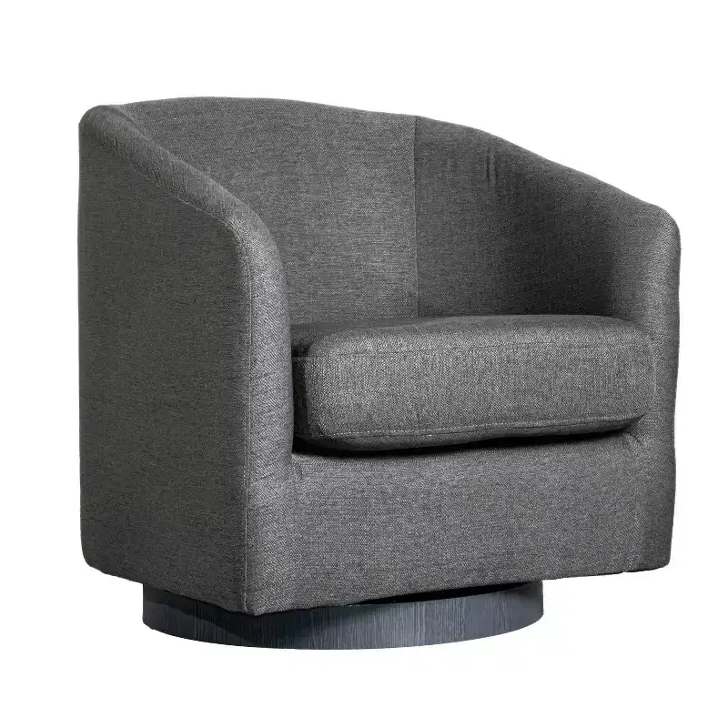 Merrick Lane Upholstered Club Style Barrel Chair with Sloped Armrests and 360 Degree Swivel Base in a Vinyl Wrap