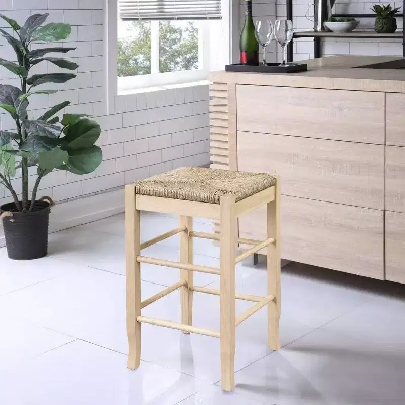 Boraam Square Rush Backless Counter Height Barstool Blonde Oak Finish