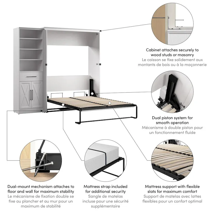 Key West Full Murphy Bed with Closet Wardrobe (88W)