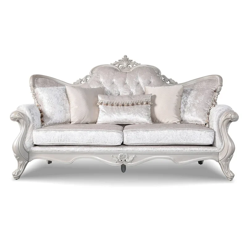 Furniture of America Clarissa Traditional Sofa Set with Button Tufted Back and Accent Pillow