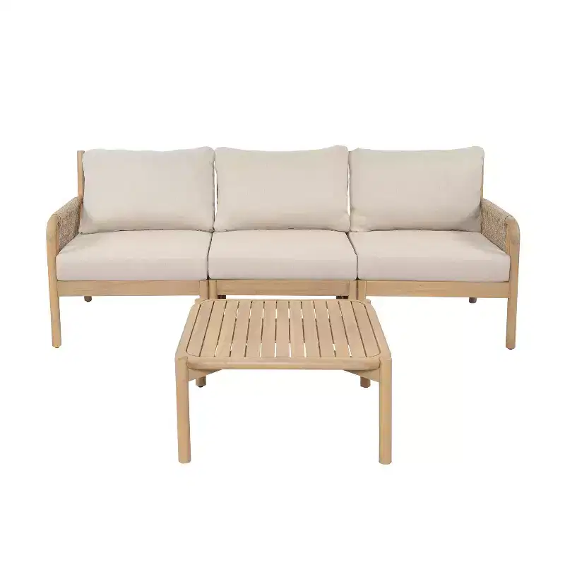 Christopher Knight Home Bhanu Outdoor Acacia 3-Seater Sofa & Slatted Coffee Table Set