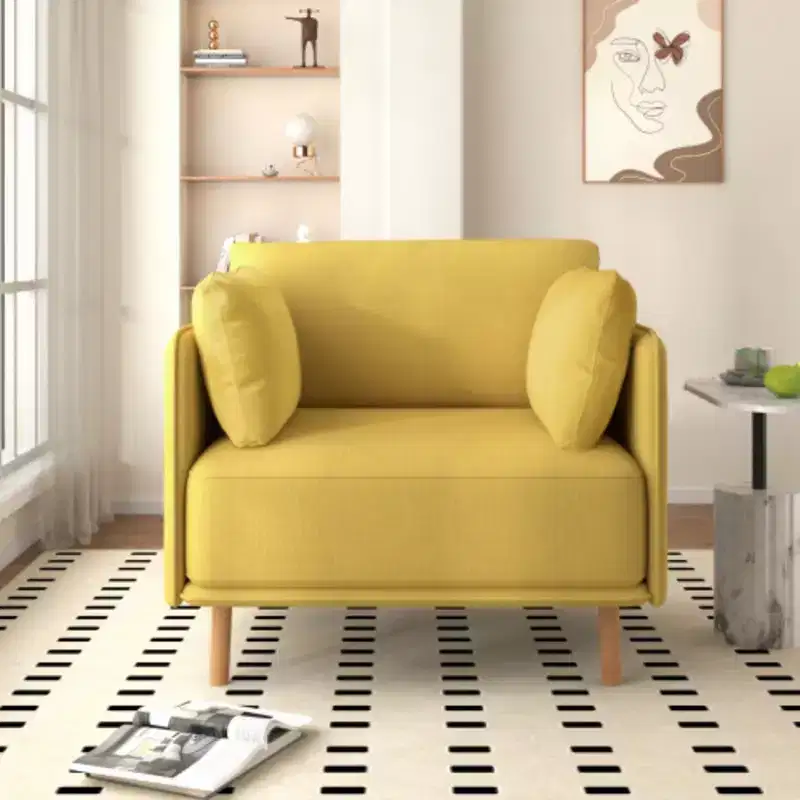 39 Upholstered Accent Chair: Soft Cushions, Sleek Arms, Wooden Legs - Cozy for Living, Bedroom, Office