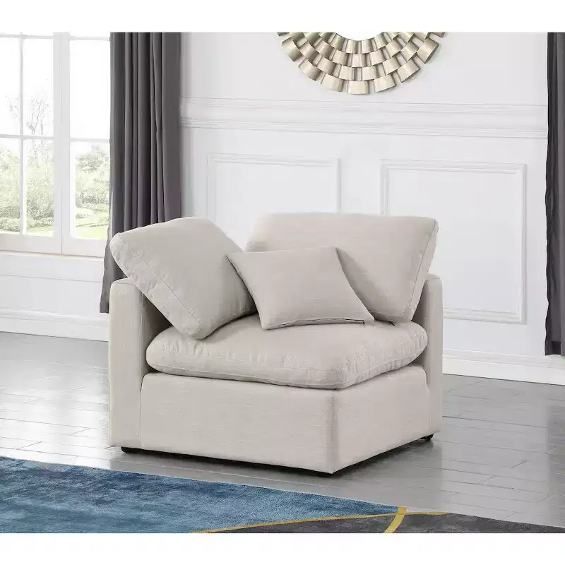 Meridian Furniture Indulge Linen Textured Fabric Corner Chair