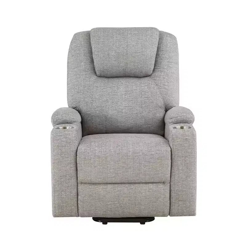Evander Power Reclining Sofa Light Gray Chenille