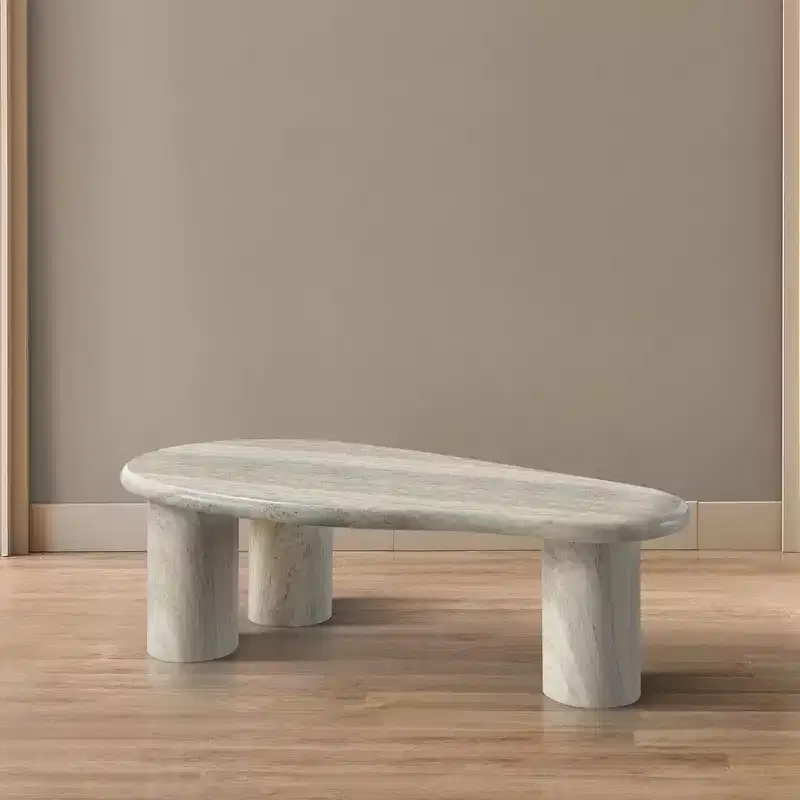 Meridian Furniture Sassari Travertine Travertine Finish Concrete Coffee Table