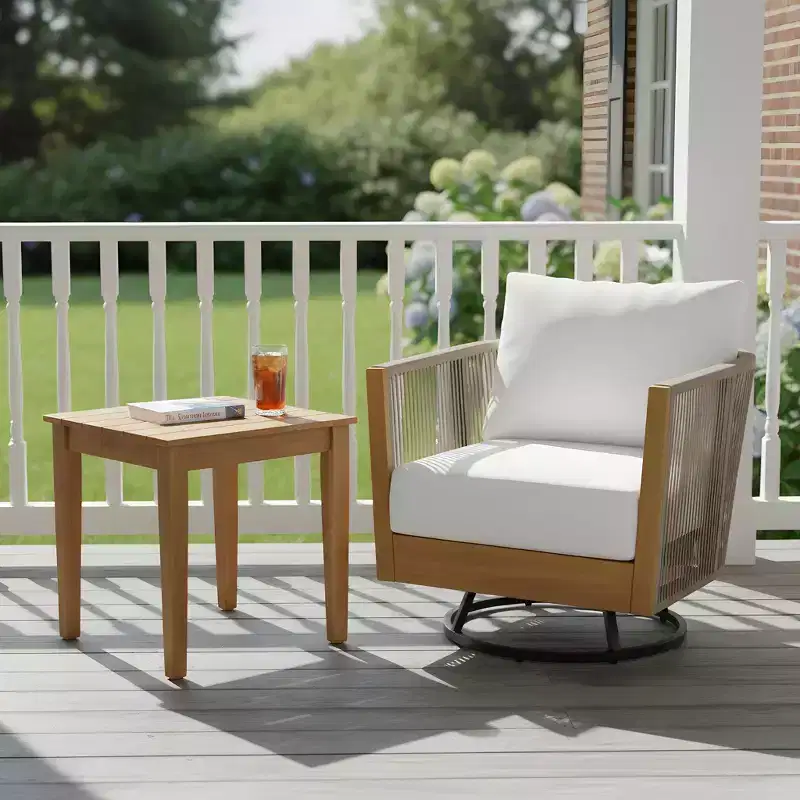 Christopher Knight Home Darika Modern 2 Piece Acacia Wood Patio Swivel Chair and End Table Set