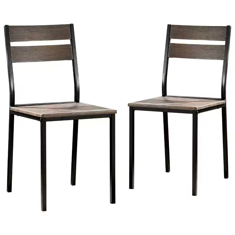 Set of 2 Metal Dining Chair Antique Brown