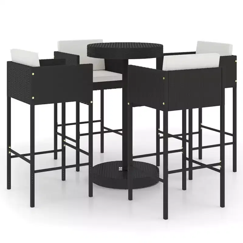 vidaXL Patio Bar Set with Cushions Poly Rattan Seat 3/Multi Colors