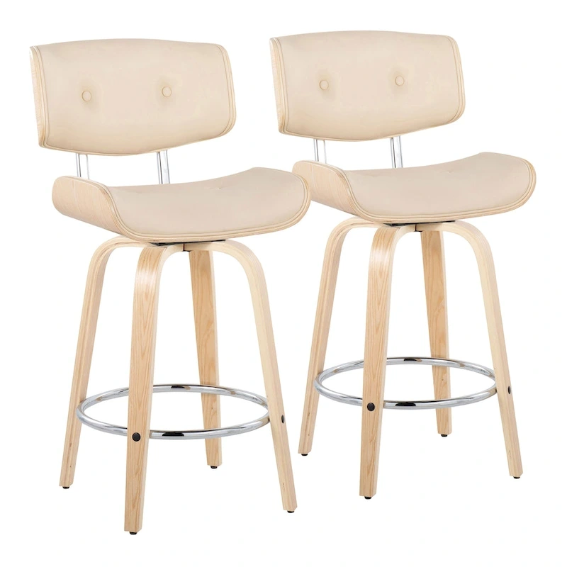 Carson Carrington Leksand 26 Fixed-Height Counter Stool with Bent Wood Legs (Set of 2)
