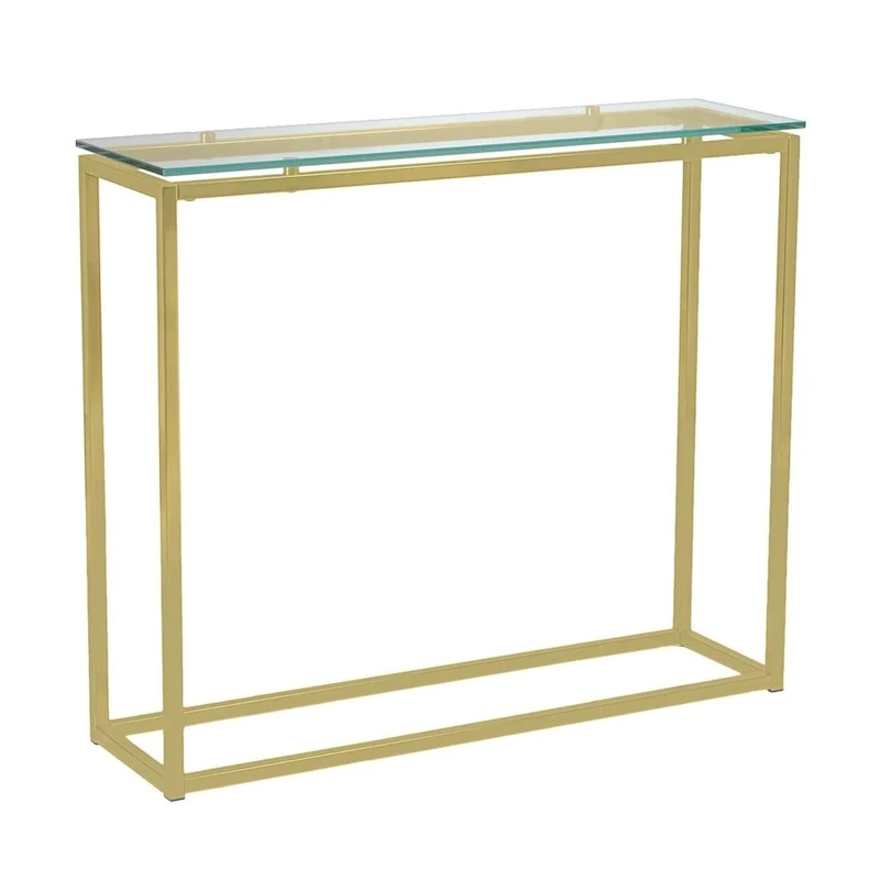 HomeRoots 36 Clear and Silver Glass Sled Console Table