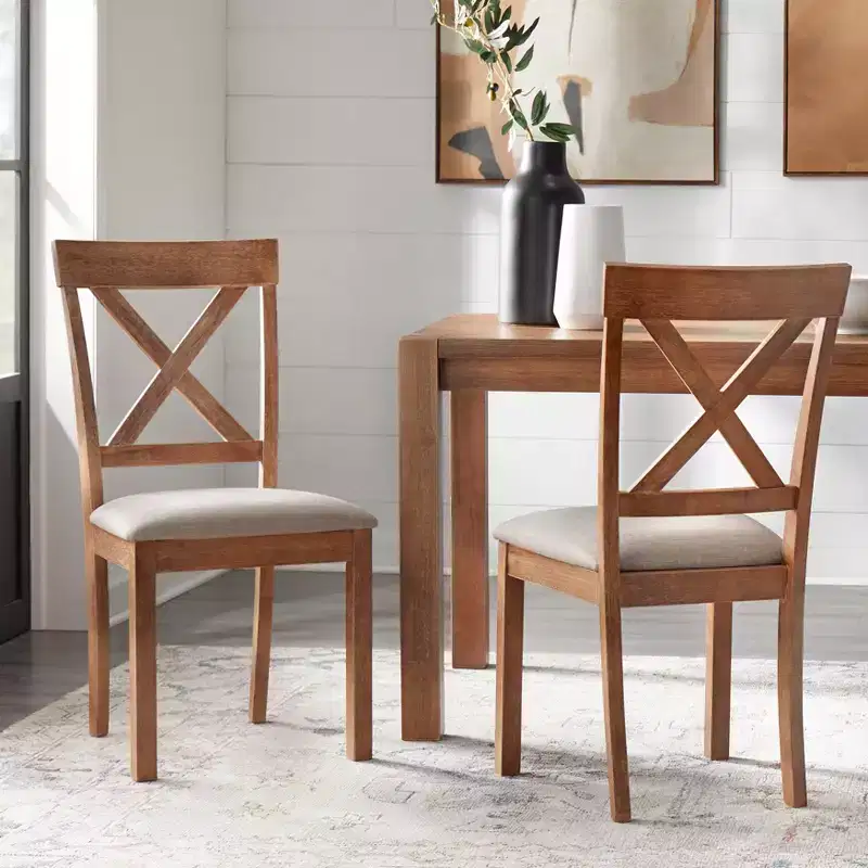 Buylateral 5pc Crenshaw Round Dining Set with Linen Cushion Chairs Driftwood : Solid Rubberwood, Linen Cushion Chairs