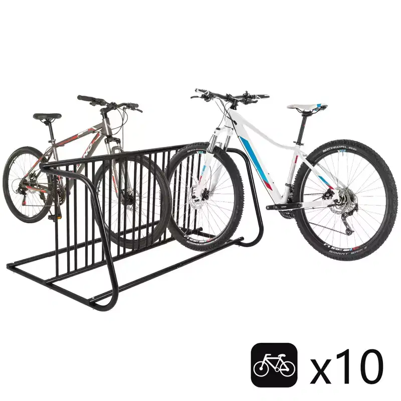 10-Bike Commercial Floor Rack, Heavy Duty Powder-Coated Steel Grid Organizer, Freestanding Double-Sided Storage for Garages/Storefronts/Schools