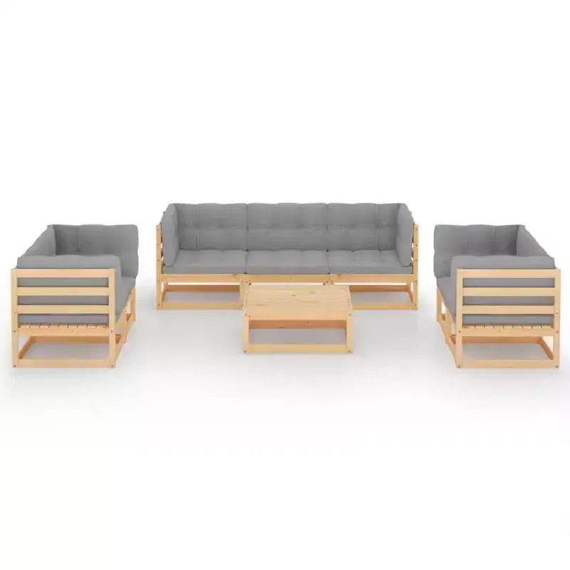vidaXL Garden Lounge Set Natural pine Solid pine wood Medium Modular