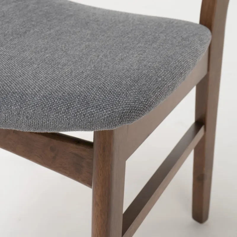 Mid-Century Modern Upholstered Rubberwood Dining Chair (Set of 2)