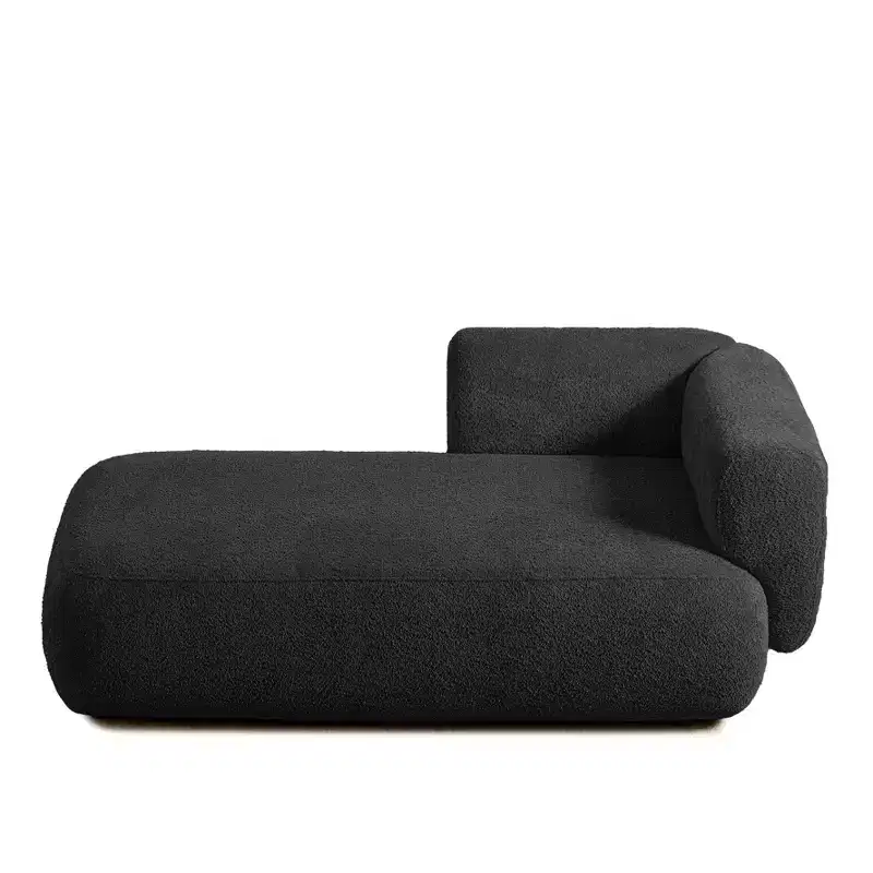 GDFStudio Dawn Boucle Upholstered Chaise Lounge with Wooden Legs