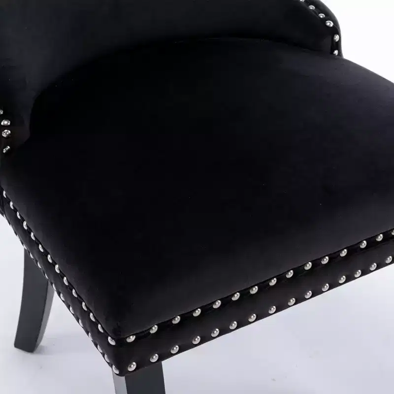 Okak Retro Dining Chairs Set of 2, Comfy Upholstered Wing-Back Chairs with Backstitching Nailhead Trim, Kitchen Chairs with Solid Wood Legs
