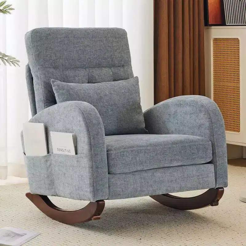 Upholstered Blue Rocking Chair