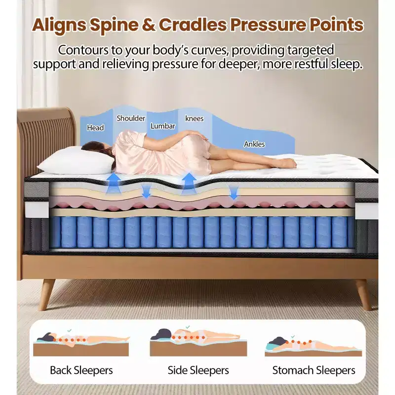 14 Cooling Relief Gel Memory Foam King Mattress, Mattress in a Box, Medium Firm, Cooling Breathable Design, Motion Isolation