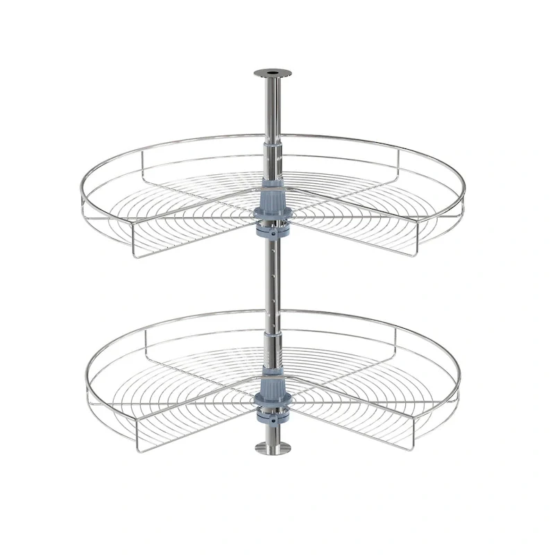 28-Inch Stainless Steel Lazy Susan Turntable, 270° Double Rack Kitchen Cabinet Organizer
