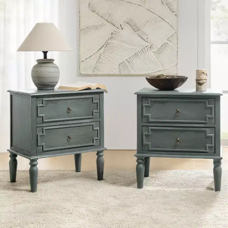 Tikal 28 Tall 2-Drawer End Table Set of 2 | HULALA HOME-WALNUT