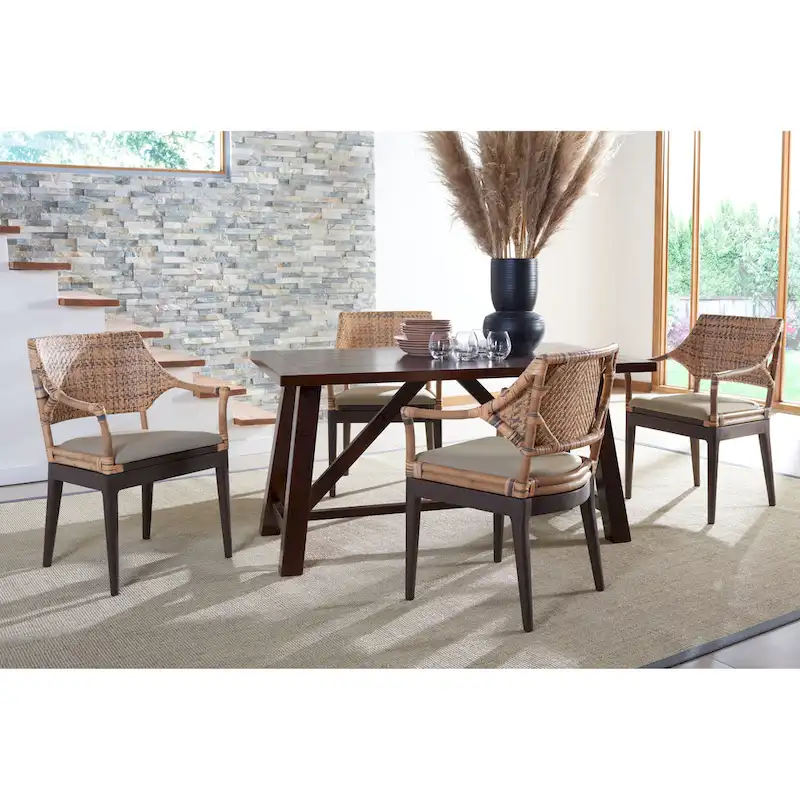 SAFAVIEH Saveta Honey Arm Chair - 23 x 22.5 x 34 - 23Wx23Dx34H