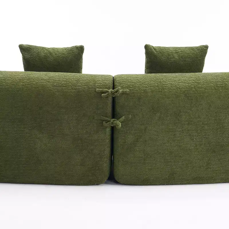 GDFStudio Benson Modern 4 Seater Chenille Upholstered Curved Sectional Sofa with 4 pillows