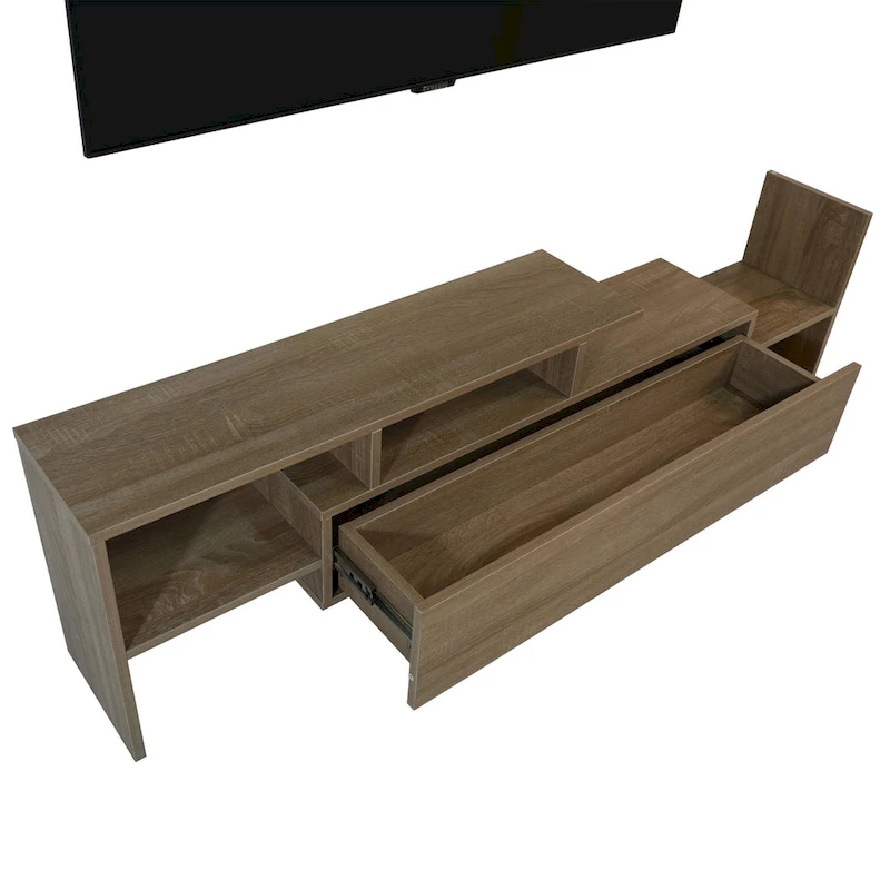 Surrey 60.2 2 Pc 1-Drawer Floating TV Stand Media Console with Open Shelves