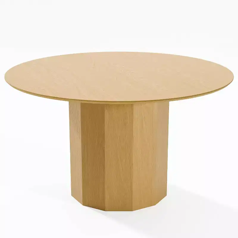 Mid-Century Round Dining Table, Seats 6, Natural Wood