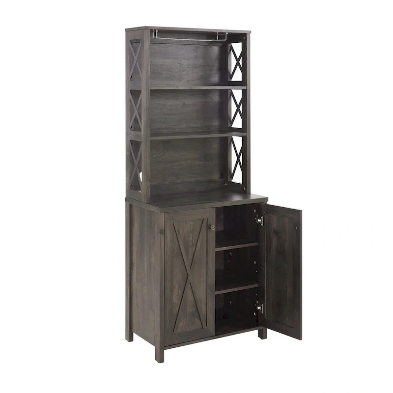 Coffee Bar Cabinet with Hollow Out Barn Design