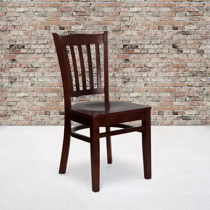 Vertical Slat Back Wooden Restaurant Chair
