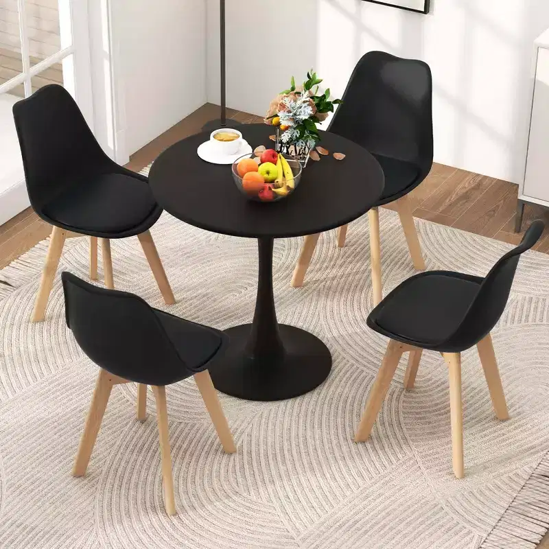 Modern Round Dining Table with 4 Chairs for Small Space Kitchen