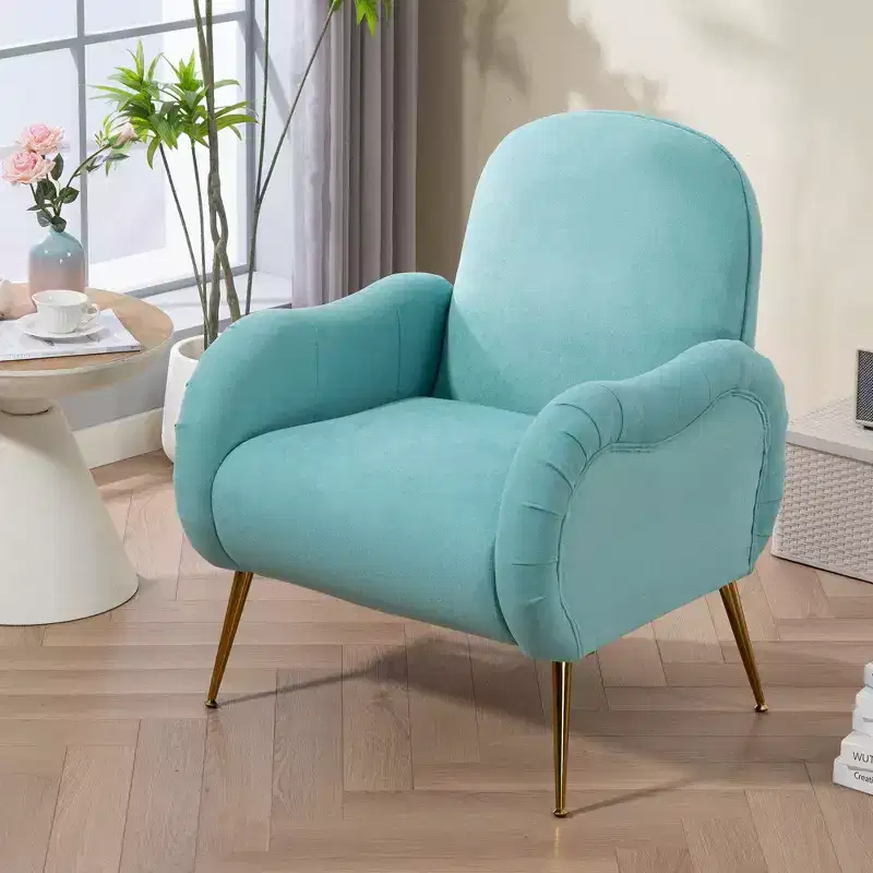 Accent Chair with Gold-Tone Metal Legs and Upholstered Seat