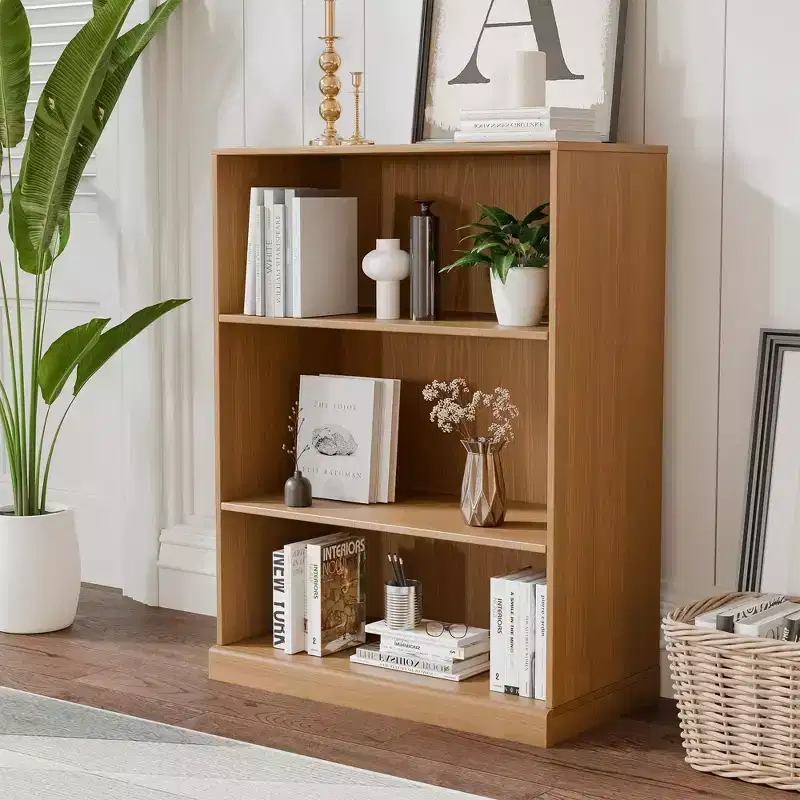 [41.5-inch | Minimalist]Open Wood Grain Decorative Cabinet (Multi-Zone Shelving + Fits Large Spaces)