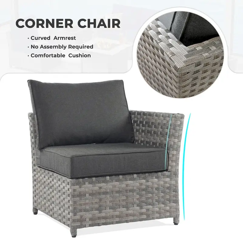 OVIOS 10-Piece Patio Wicker Conversation Rocking Chair Set With Fire Table