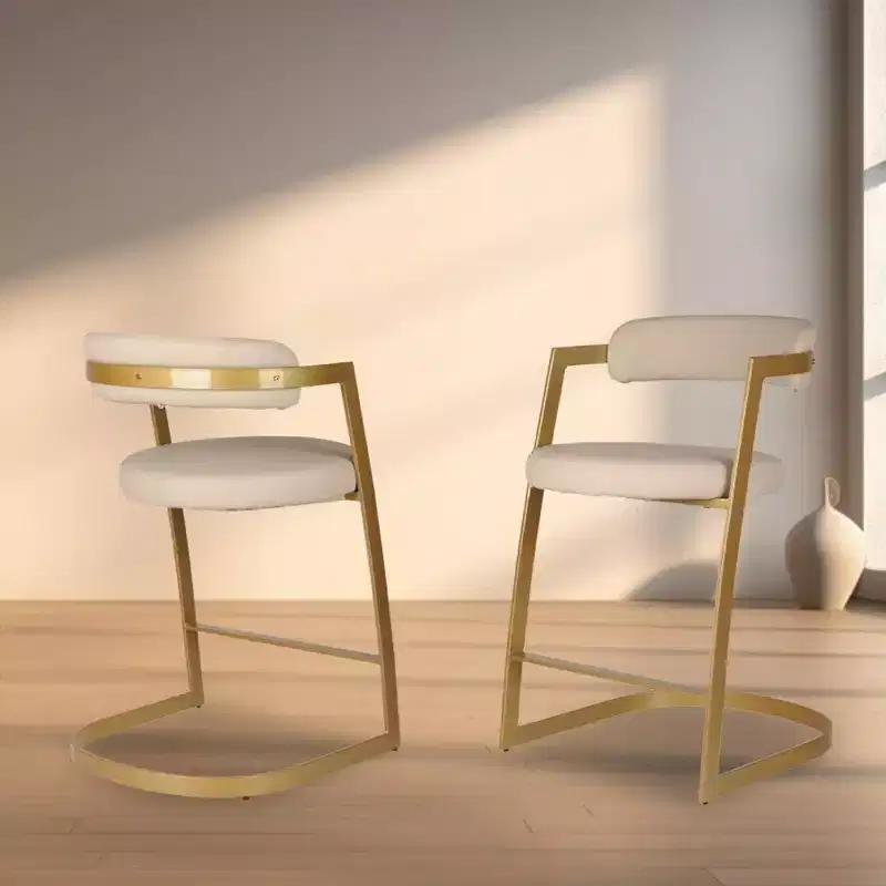 Brassex Set of 2 Layla Counter Height Barstools Gold
