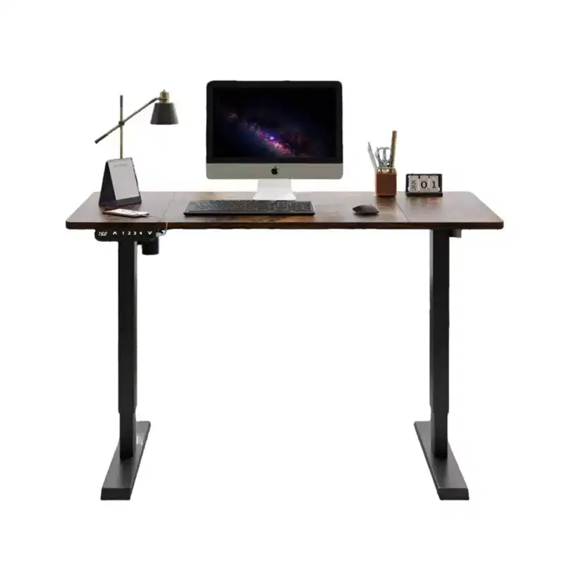 Height Adjustable Standing Desk Sit Stand Work Table End Table for Home Office Workspace Lift Up, Brown, 48*24*45