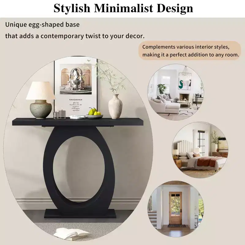 Whisen Modern Console Table & Entryway Table, Sturdy Sofa Table with Egg-Shaped Base