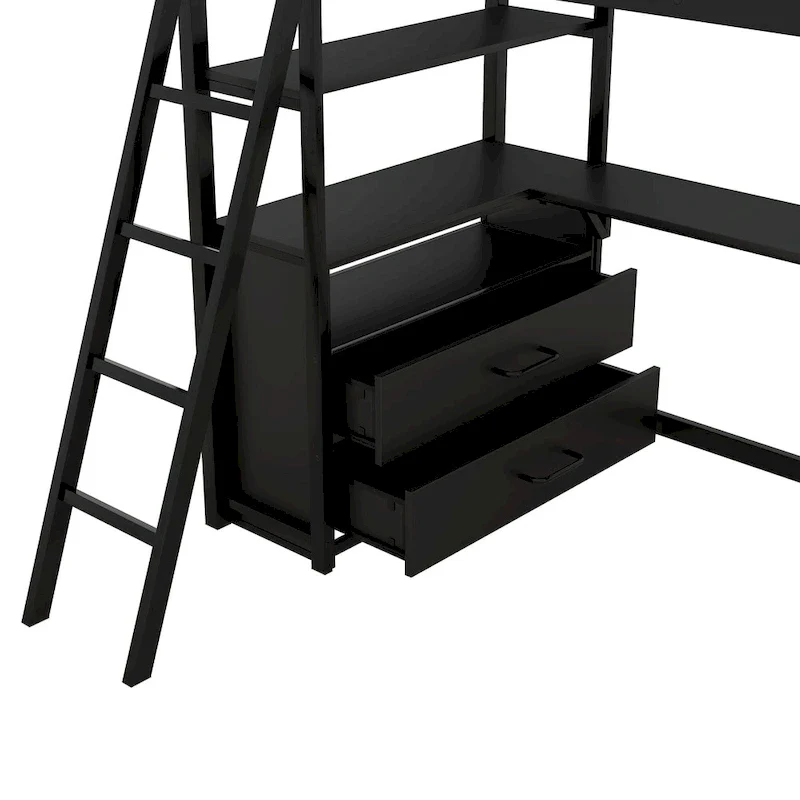 Loft Bed with Desk and Shelves
