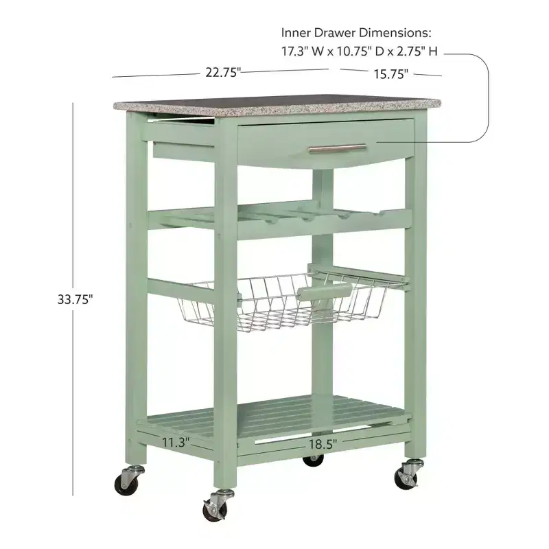Roger Kitchen Island Granite Top - Linon