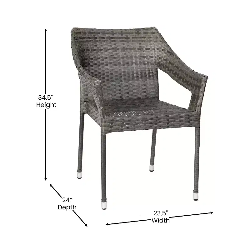 Flash Furniture Ethan Commercial Grade Stacking Patio Chair, All Weather PE Rattan Wicker Patio Dining Chair