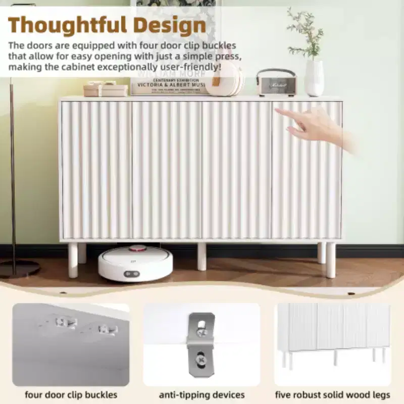 Upgrade Your Space: Minimalist Cream Sideboard - Shoes, Living Room, Adjustable