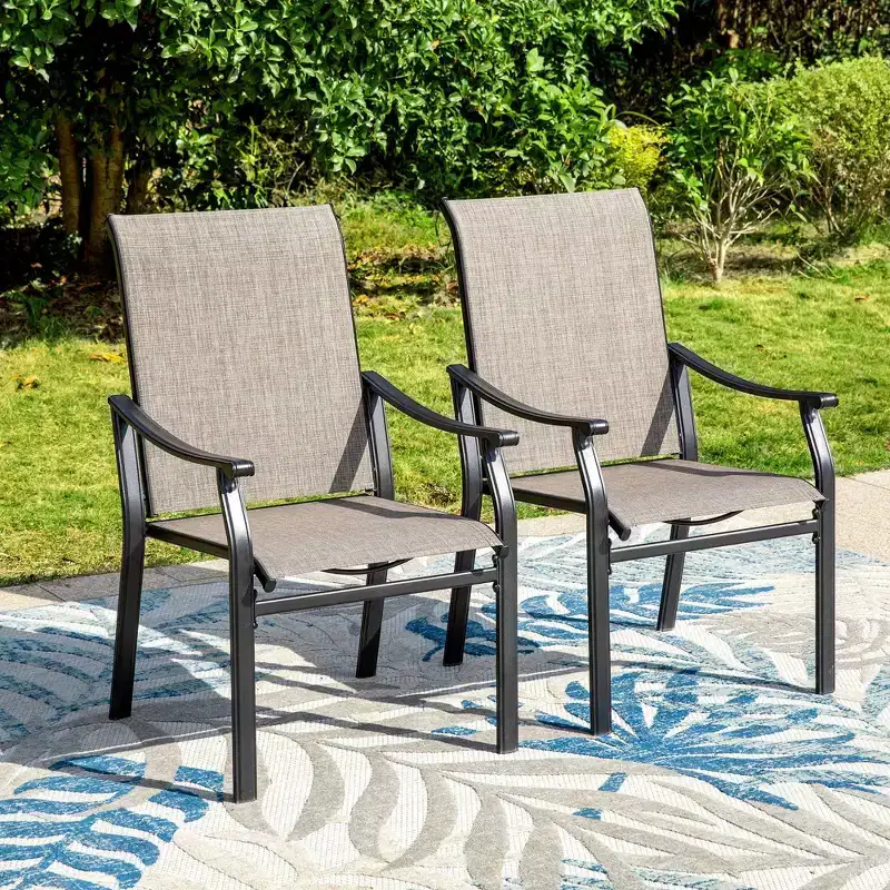 7pc Patio Dining Set with Rectangle Table with 1.57" Umbrella Hole & Sling Arm Chairs - Captiva Designs
