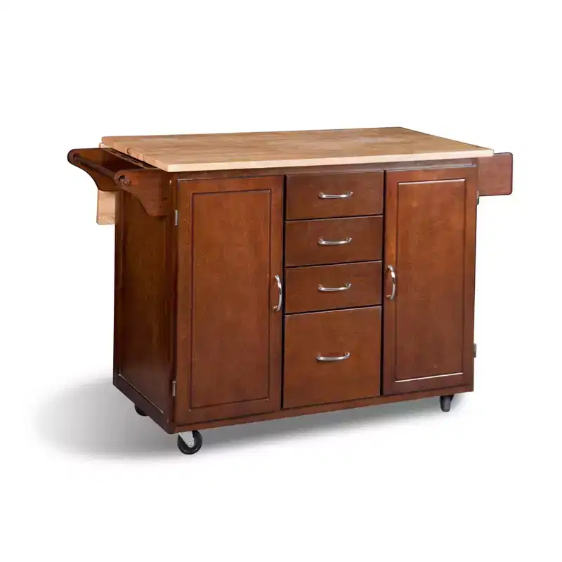Buylateral Cottage Country Wood Top Kitchen Cart