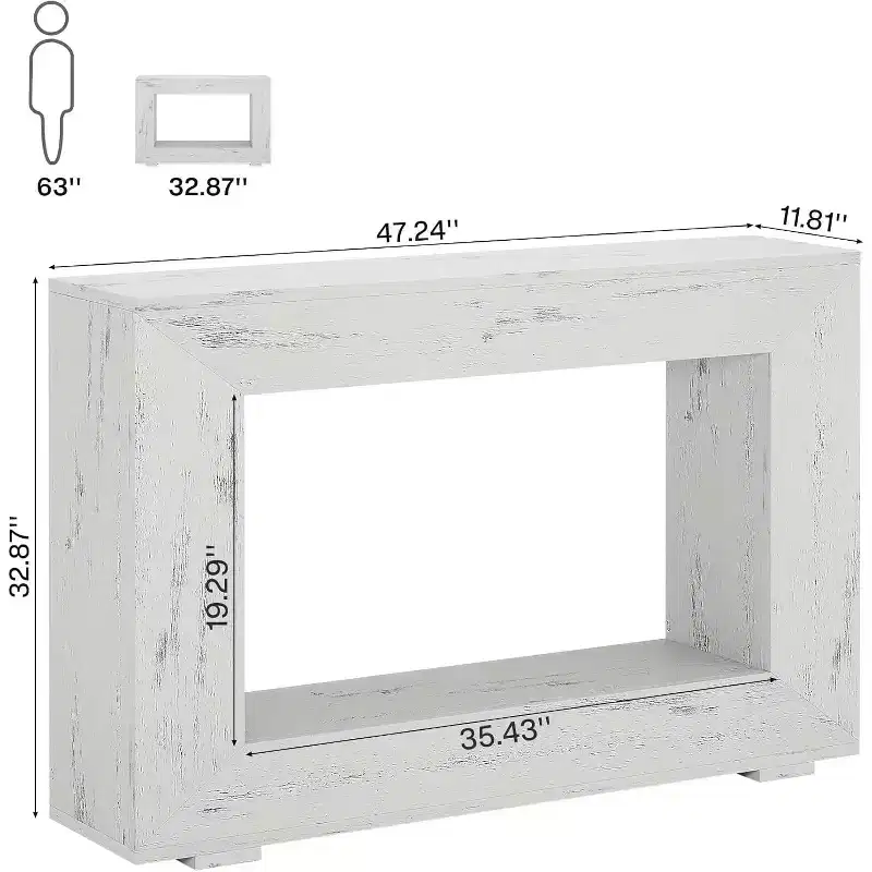 Lantine Farmhouse Console Table, 47 Inches Entryway Console Table with Storage, Industrial Hallway Accent Table for Living Room, Entrance