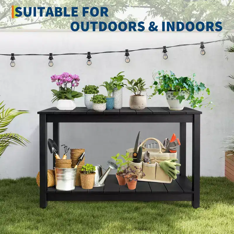 Durable All-Weather Wooden Patio Side Table, Classic Outdoor End Table for Garden, Lawn & Porch, Compact & Stable