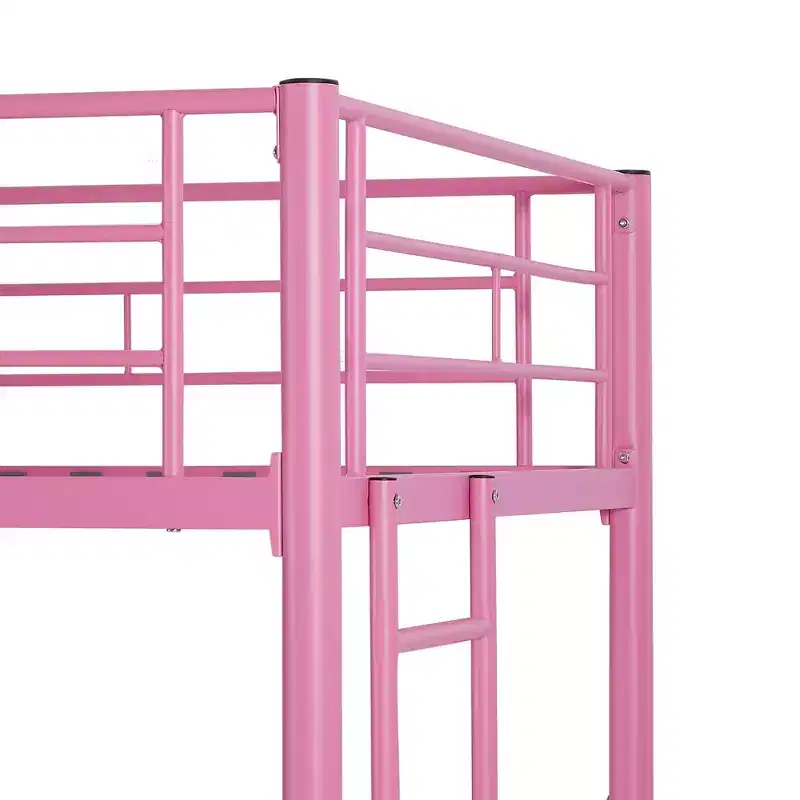 VECELO Metal Bunk Bed Twin Over Twin, Industrial Bunkbeds with Ladder and Full-Length Guardrail
