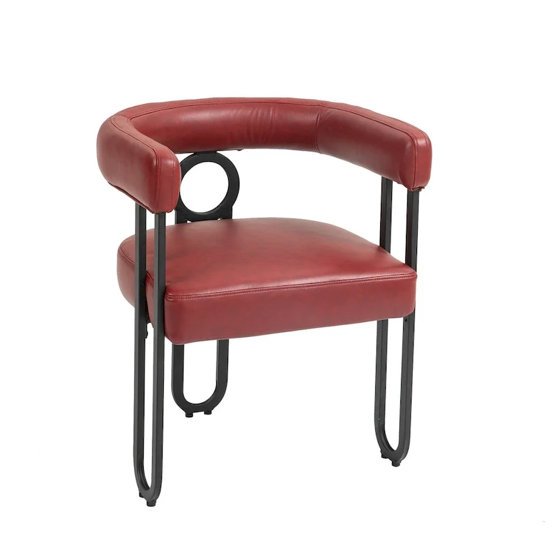 2 PCS PU Leather Upholstered Dining Chair Set wMetal Legs