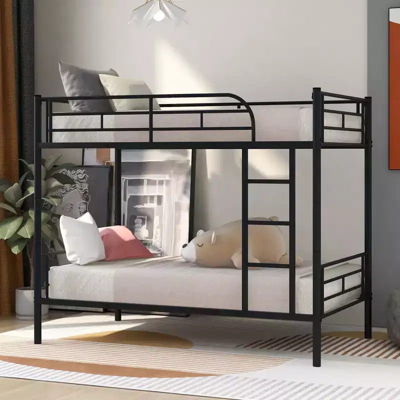 Twin Over Twin Metal Bunk Bed Silver