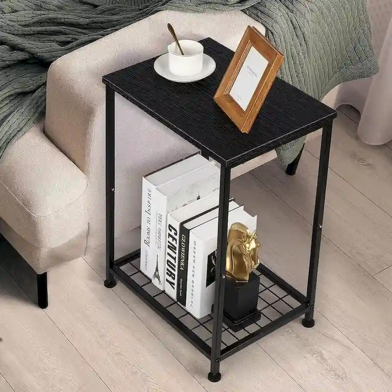 2 Tier Small End Table with Open Storage Shelf (2-Pack)
