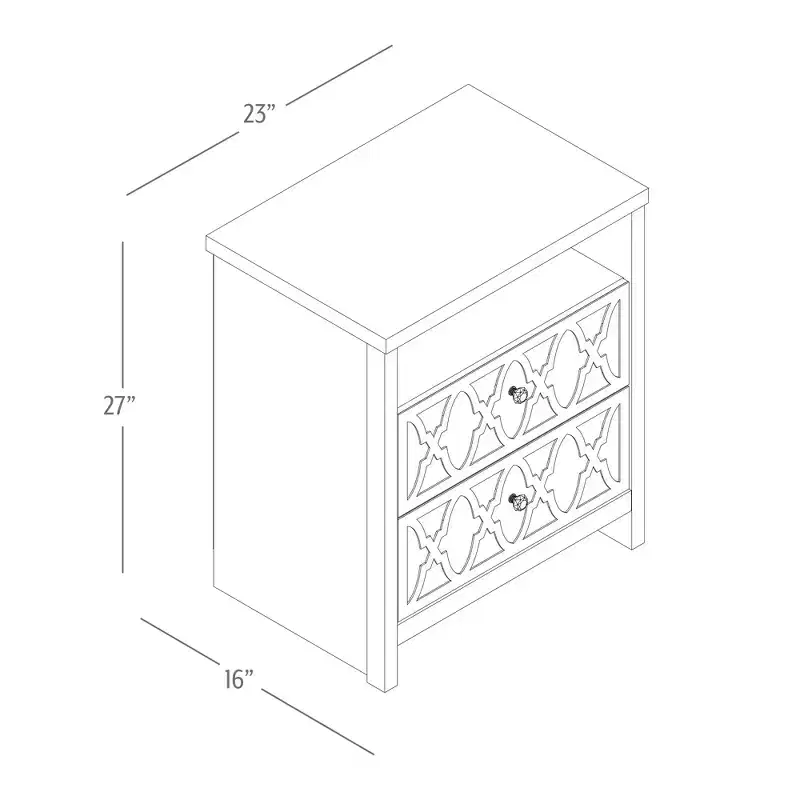 Galano 2-Drawer Nightstand with Open Shelf in White 22.8 W  15.7 D  26.8 H